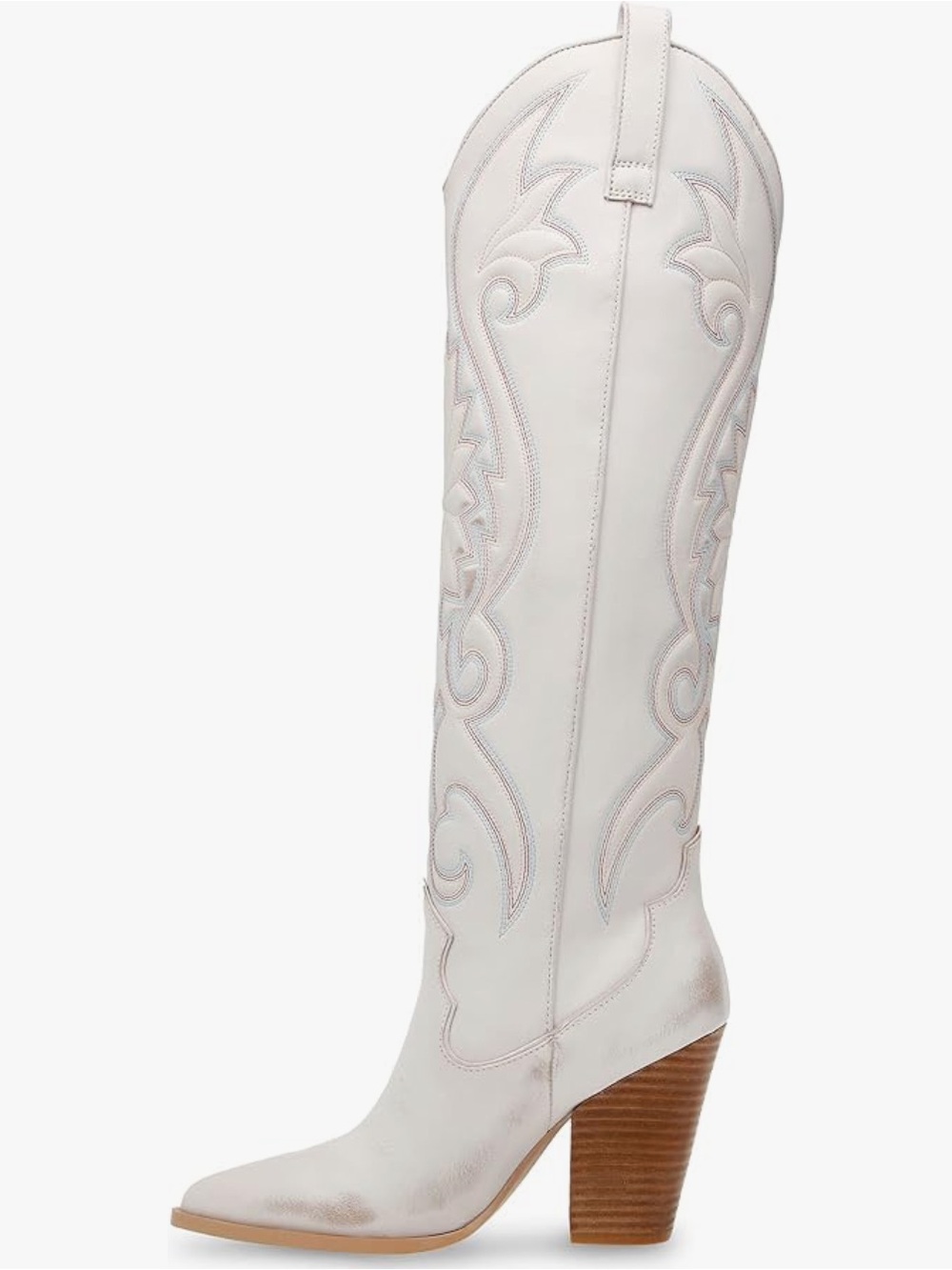 Steve Madden Women's Leather Lashes Western Boots Distressed White Size 8.5M - Picture 7 of 14